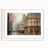 Vintage Landscape Art - Parisian Street with Rainy Atmosphere