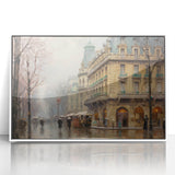 Vintage Landscape Art - Parisian Street with Rainy Atmosphere