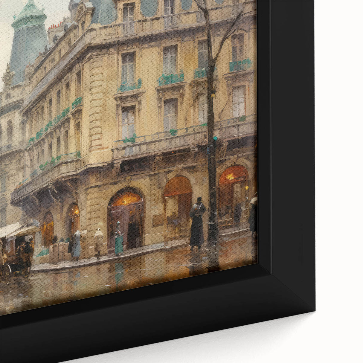 Vintage Landscape Art - Parisian Street with Rainy Atmosphere