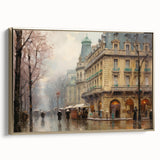 Vintage Landscape Art - Parisian Street with Rainy Atmosphere