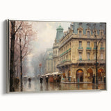 Vintage Landscape Art - Parisian Street with Rainy Atmosphere