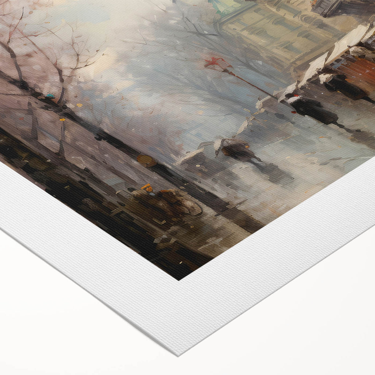 Vintage Landscape Art - Parisian Street with Rainy Atmosphere