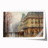 Vintage Landscape Art - Parisian Street with Rainy Atmosphere