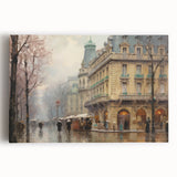 Vintage Landscape Art - Parisian Street with Rainy Atmosphere