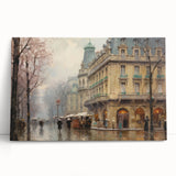 Vintage Landscape Art - Parisian Street with Rainy Atmosphere