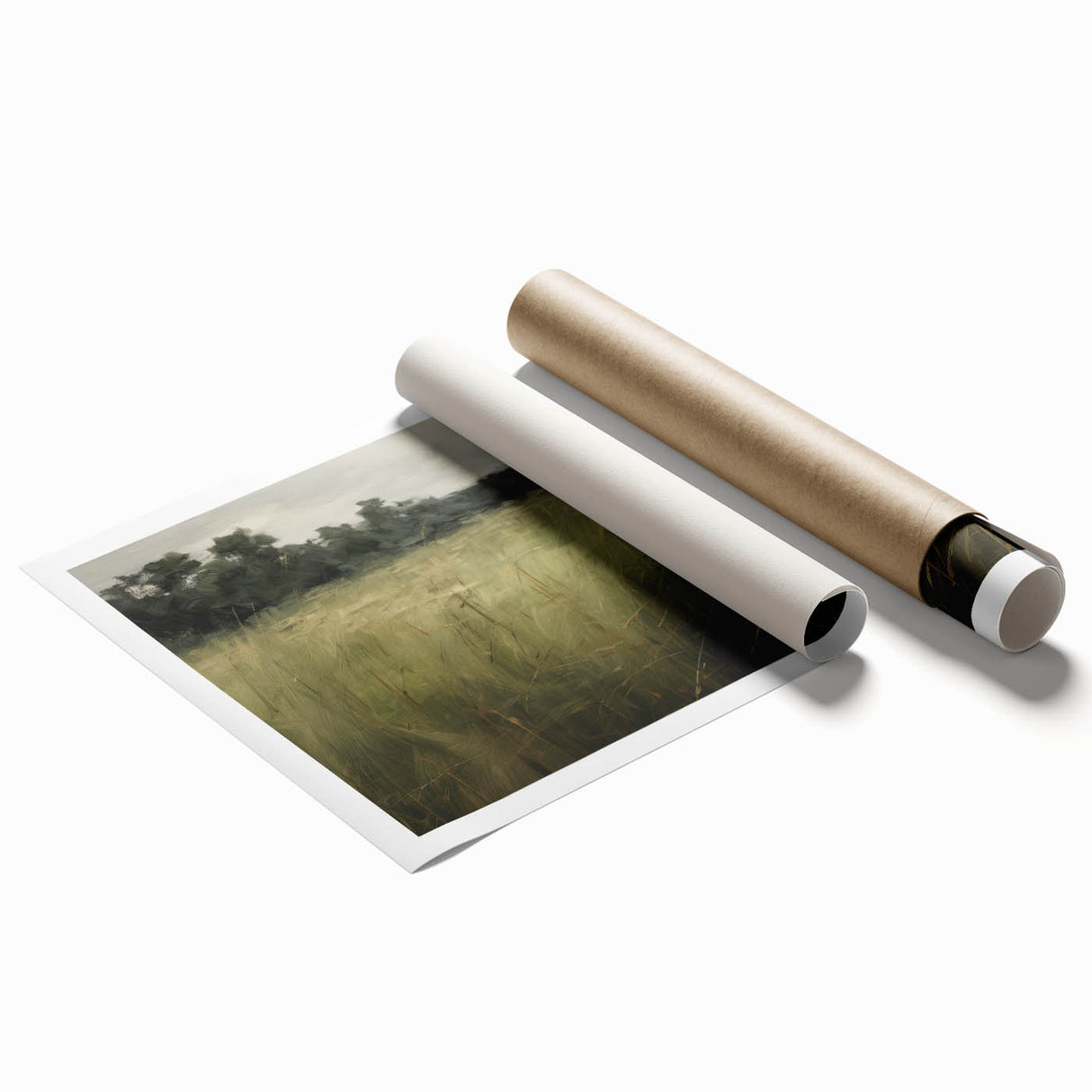 Vintage Landscape Art - Tall Grass in Tranquil Rural Setting