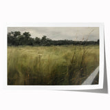 Vintage Landscape Art - Tall Grass in Tranquil Rural Setting