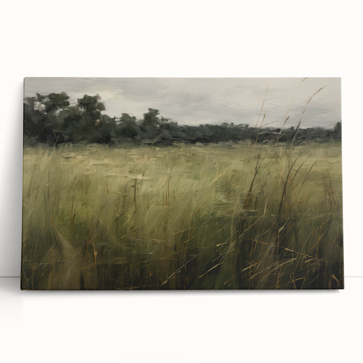 Vintage Landscape Art - Tall Grass in Tranquil Rural Setting