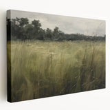 Vintage Landscape Art - Tall Grass in Tranquil Rural Setting