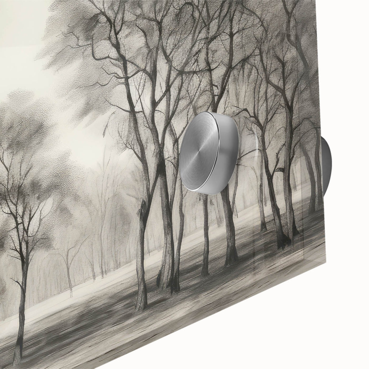 Vintage Landscape Art - Misty Forest with Bare Trees