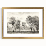 Vintage Landscape Art - Misty Forest with Bare Trees