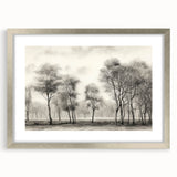 Vintage Landscape Art - Misty Forest with Bare Trees