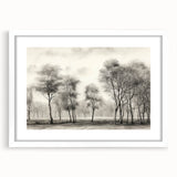 Vintage Landscape Art - Misty Forest with Bare Trees