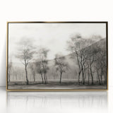Vintage Landscape Art - Misty Forest with Bare Trees