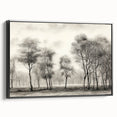 Vintage Landscape Art - Misty Forest with Bare Trees