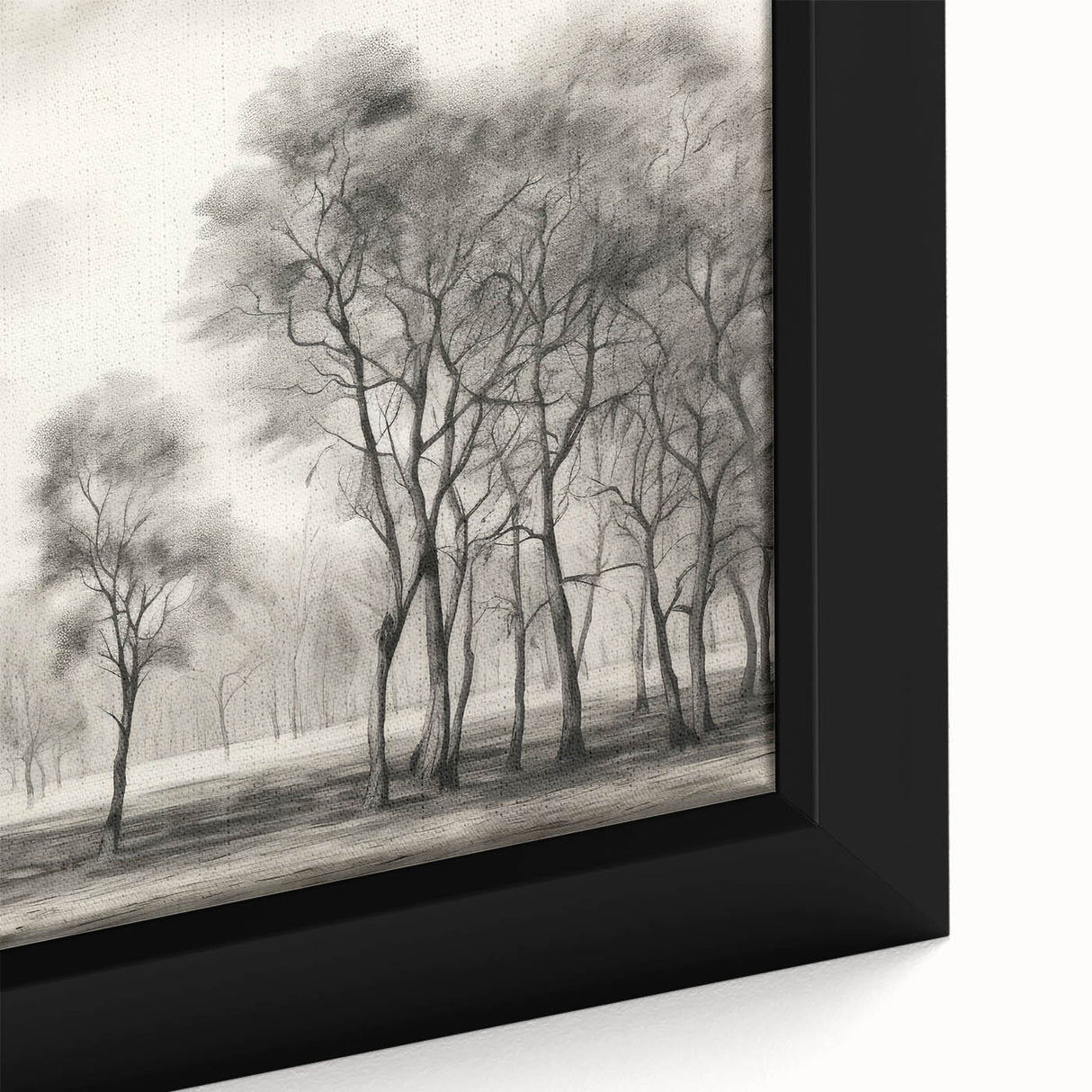 Vintage Landscape Art - Misty Forest with Bare Trees