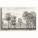 Vintage Landscape Art - Misty Forest with Bare Trees
