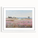 Vintage Landscape Art - Coastal Cottage with Blooming Flowers