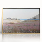 Vintage Landscape Art - Coastal Cottage with Blooming Flowers