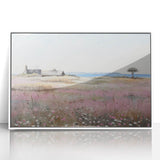 Vintage Landscape Art - Coastal Cottage with Blooming Flowers