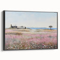 Vintage Landscape Art - Coastal Cottage with Blooming Flowers