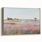 Vintage Landscape Art - Coastal Cottage with Blooming Flowers