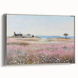 Vintage Landscape Art - Coastal Cottage with Blooming Flowers