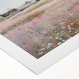 Vintage Landscape Art - Coastal Cottage with Blooming Flowers