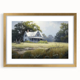 Vintage Landscape Art - Abandoned House in a Rural Meadow
