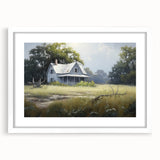 Vintage Landscape Art - Abandoned House in a Rural Meadow