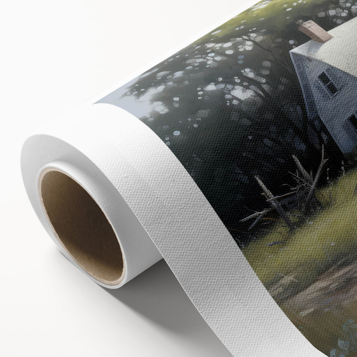 Vintage Landscape Art - Abandoned House in a Rural Meadow