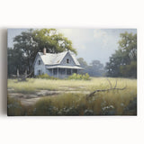 Vintage Landscape Art - Abandoned House in a Rural Meadow