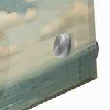 Vintage Landscape Art - Calm Ocean with Soft Clouds