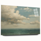 Vintage Landscape Art - Calm Ocean with Soft Clouds