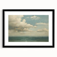 Vintage Landscape Art - Calm Ocean with Soft Clouds