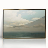 Vintage Landscape Art - Calm Ocean with Soft Clouds