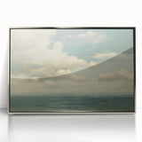 Vintage Landscape Art - Calm Ocean with Soft Clouds