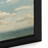 Vintage Landscape Art - Calm Ocean with Soft Clouds