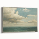 Vintage Landscape Art - Calm Ocean with Soft Clouds