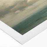Vintage Landscape Art - Calm Ocean with Soft Clouds