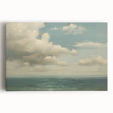 Vintage Landscape Art - Calm Ocean with Soft Clouds