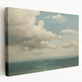 Vintage Landscape Art - Calm Ocean with Soft Clouds