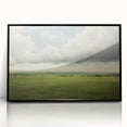 Vintage Landscape Art - Lush Green Fields Under Dramatic Clouds