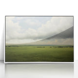 Vintage Landscape Art - Lush Green Fields Under Dramatic Clouds