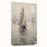 Vintage Landscape Art – Sailing Boats on Calm Waters – Antique Marine Wall Art