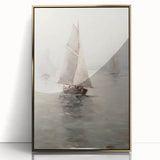 Vintage Landscape Art – Sailing Boats on Calm Waters – Antique Marine Wall Art