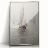 Vintage Landscape Art – Sailing Boats on Calm Waters – Antique Marine Wall Art