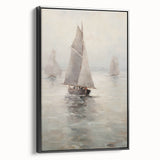 Vintage Landscape Art – Sailing Boats on Calm Waters – Antique Marine Wall Art