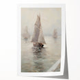 Vintage Landscape Art – Sailing Boats on Calm Waters – Antique Marine Wall Art
