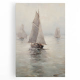 Vintage Landscape Art – Sailing Boats on Calm Waters – Antique Marine Wall Art